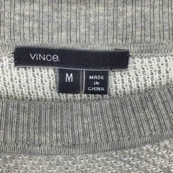 Vince Sweater Color Jacquard Gray Crewneck Long Sleeve Pullover - Picture 3 of 10